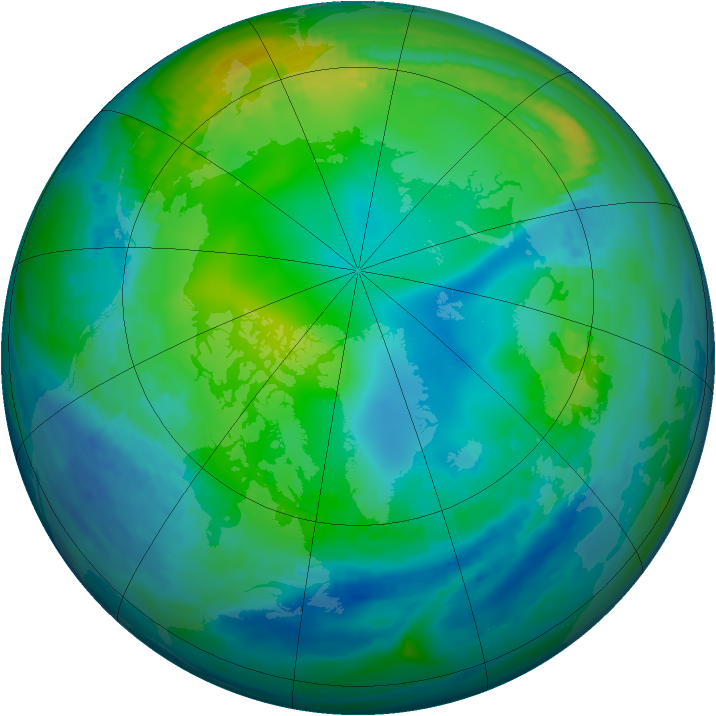 Arctic ozone map for 17 November 1990